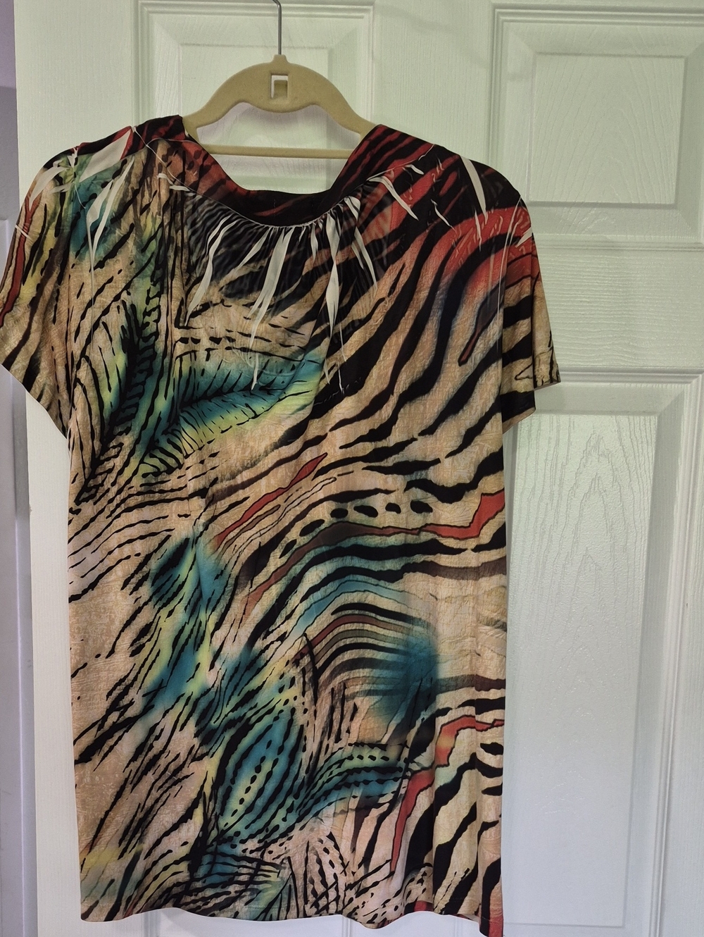 Like New Style & Co. Women's Multi-Color Zebra Print Short Sleeve Tunic Top- XL - Picture 3 of 4